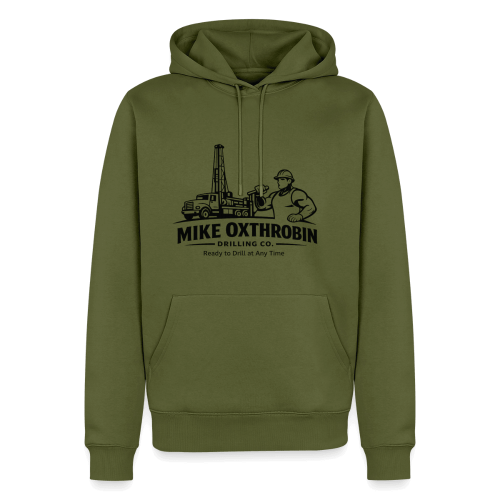 Mike Oxthrobin Drilling Co Funny Premium Hoodie Color: Khaki Green