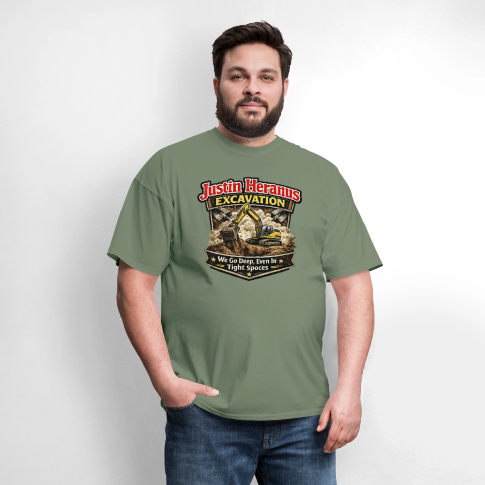 Justin Heranus Excavation Funny T-Shirt - military green