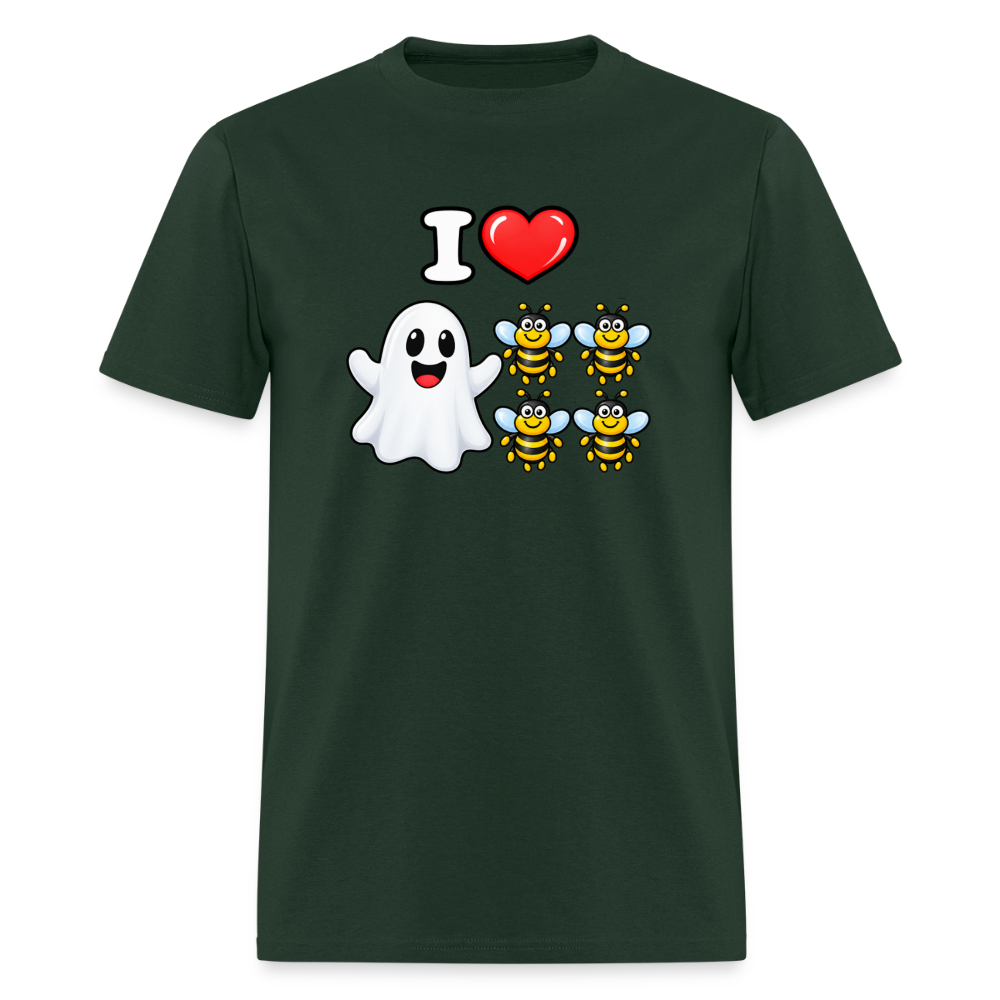 I Heart Boo Bees Funny Halloween T-Shirt Color: Forest Green
