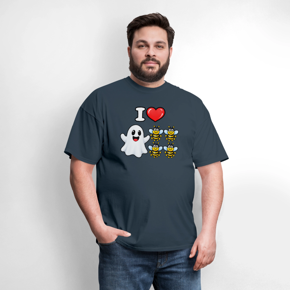 I Heart Boo Bees Funny Halloween T-Shirt Color: Navy