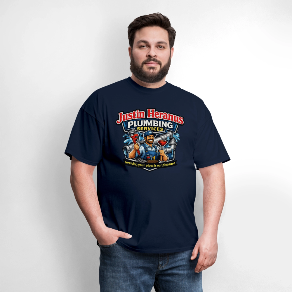 Justin Heranus Plumbing Funny T-Shirt - navy