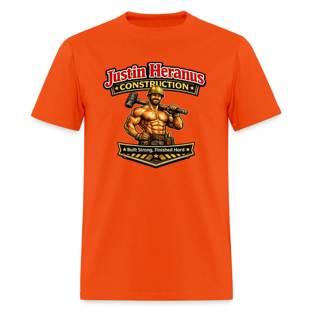 Justin Heranus Construction Funny T-Shirt - orange