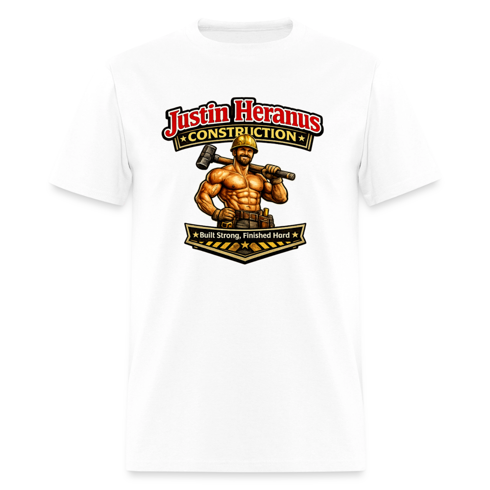 Justin Heranus Construction Funny T-Shirt - white