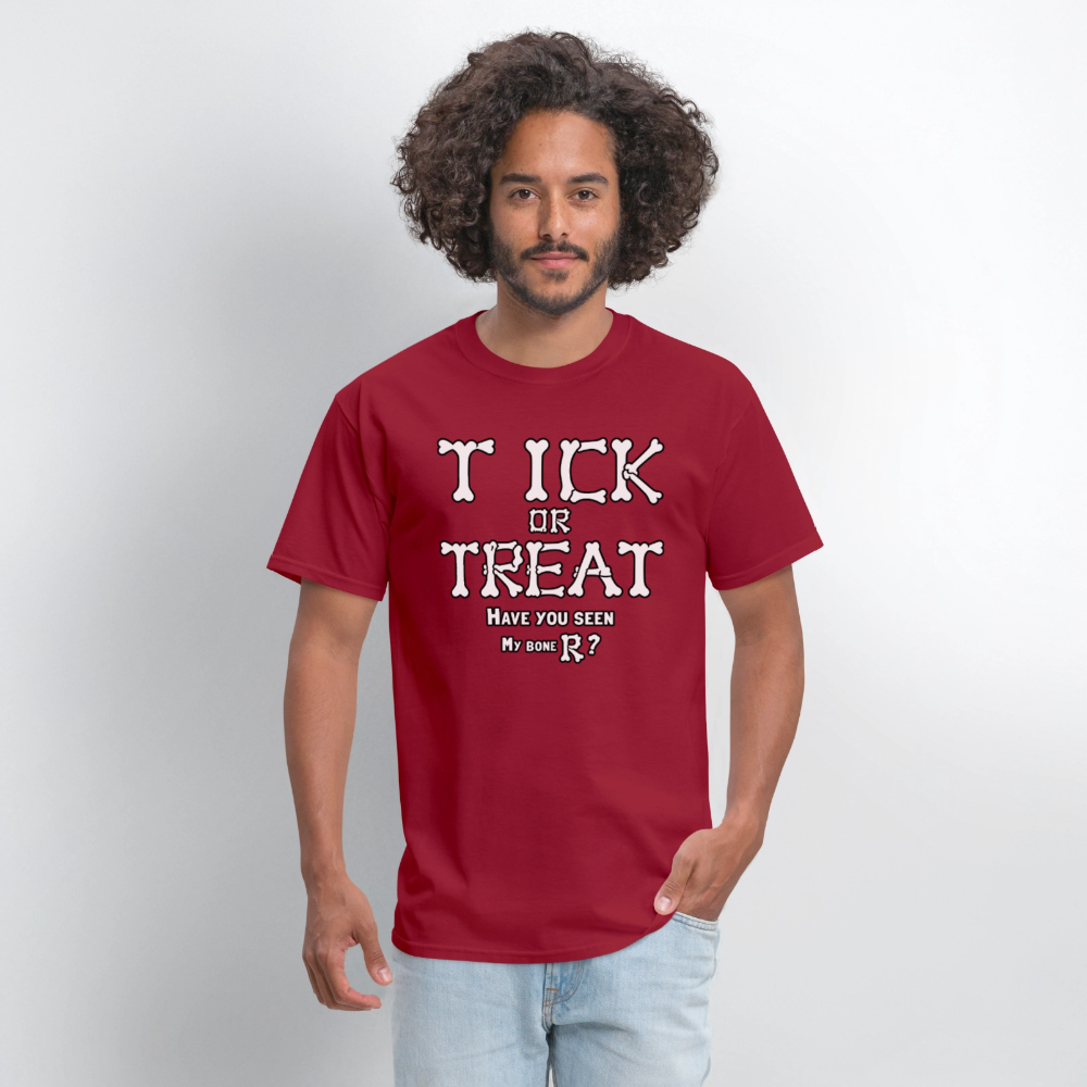 Tick or Treat Have You Seen My Bone R? Halloween T-Shirt Color: Black