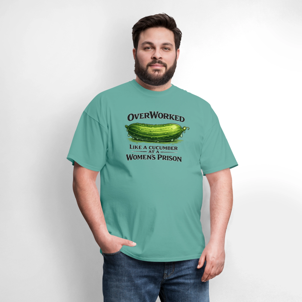 Overworked Like a Cucumber at a Women's Prison T-Shirt - aquatic