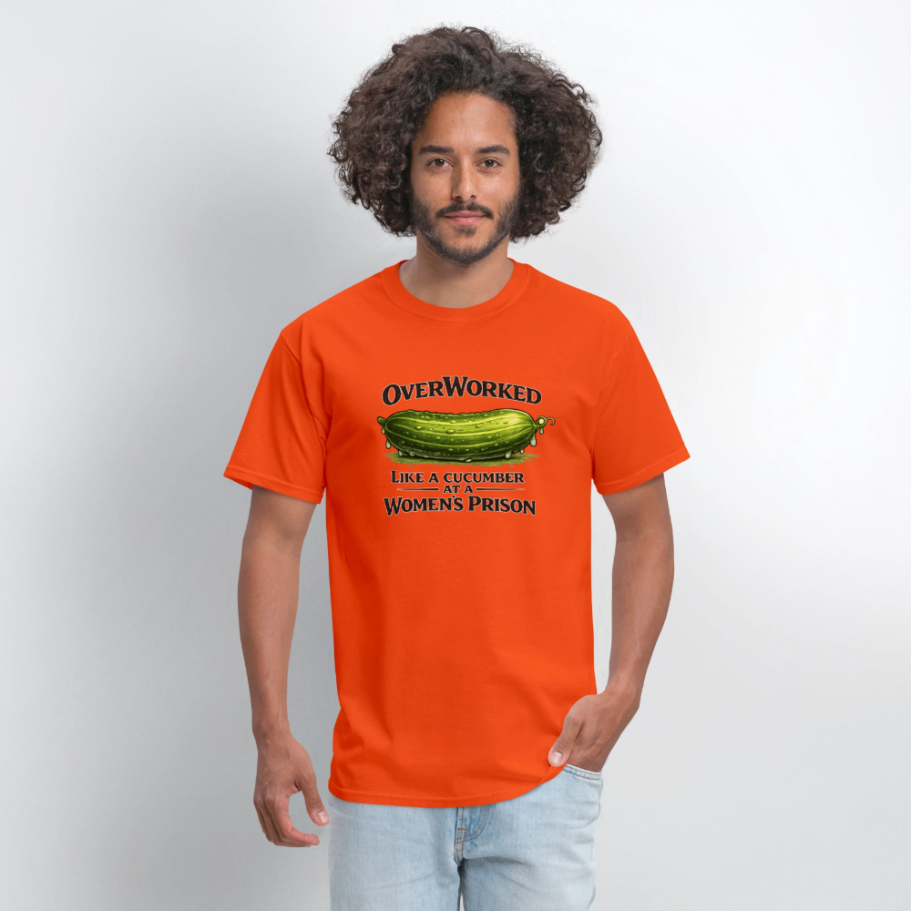 Overworked Like a Cucumber at a Women's Prison T-Shirt - orange
