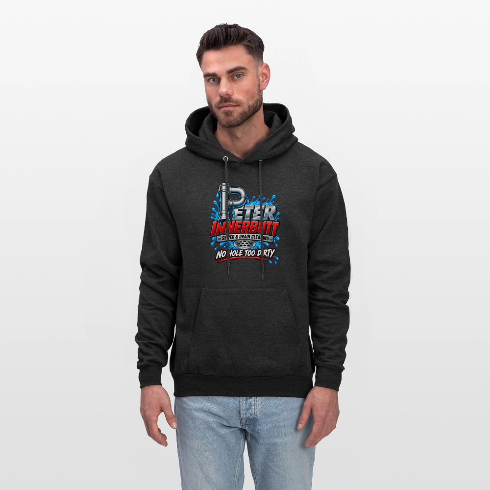 Peter Innerbutt No Hole Too Dirty Funny Adult Humor Hoodie Color: Heather Gray