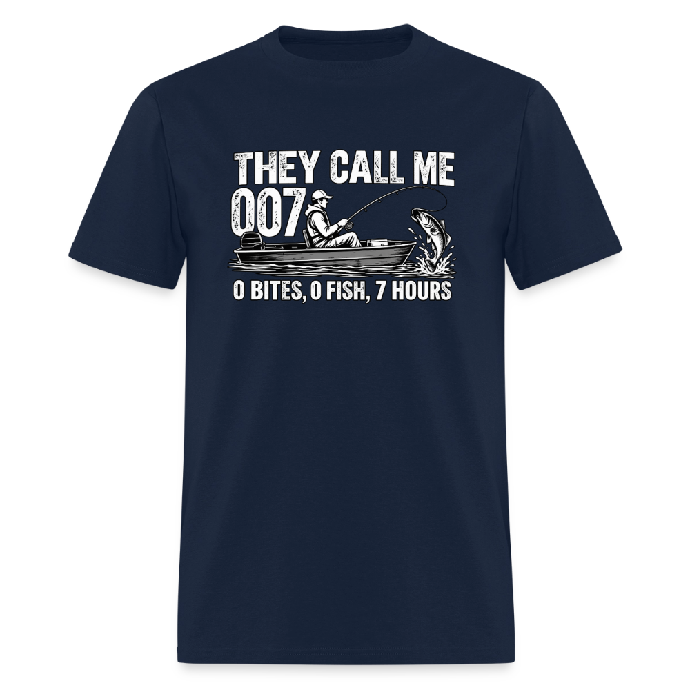 They Call Me 007 Funny Fishing T-Shirt Color: Navy
