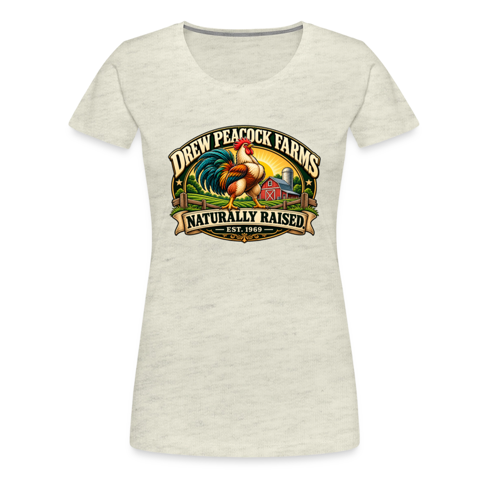 Drew Peacock Farms Women’s Premium T-Shirt - heather oatmeal