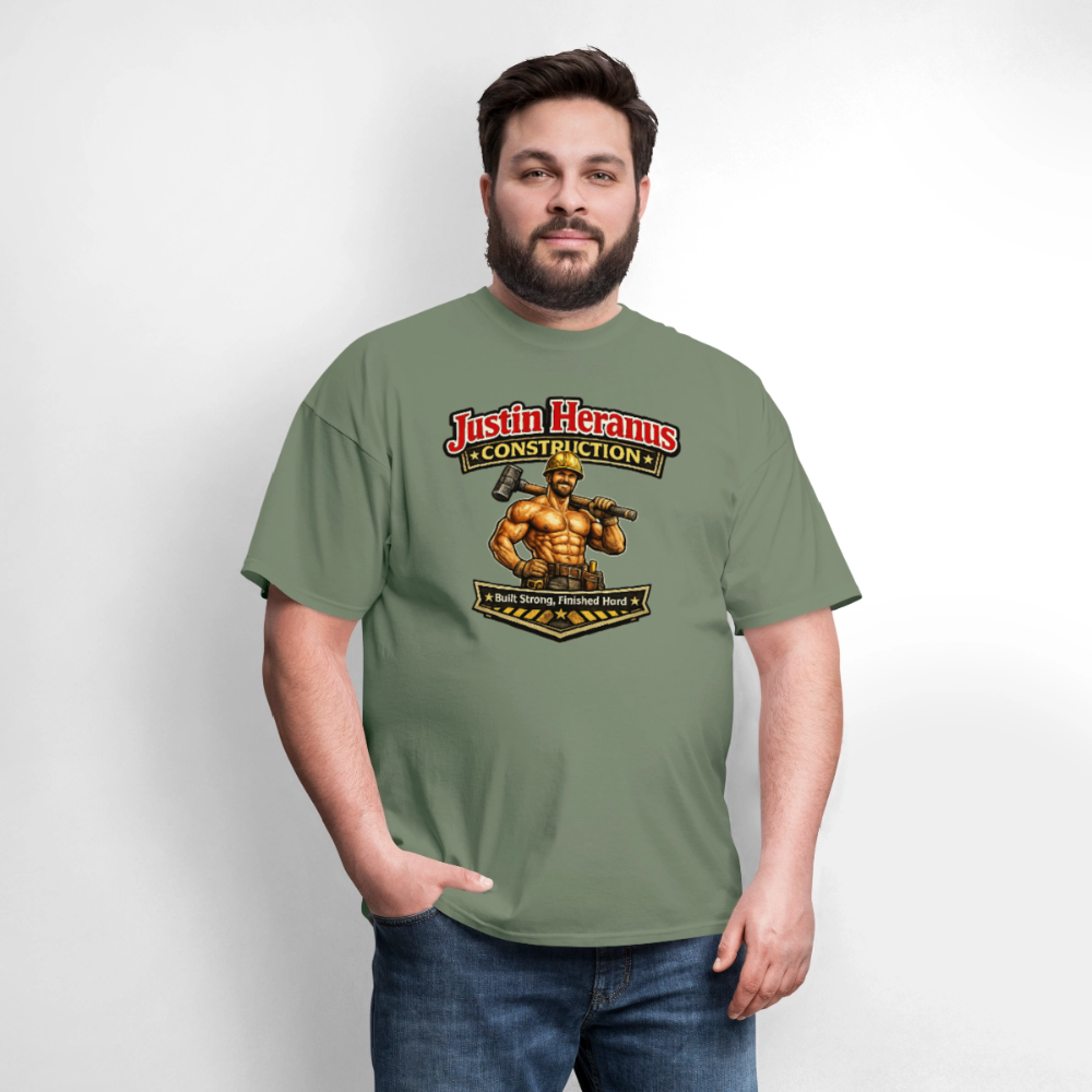 Justin Heranus Construction Funny T-Shirt - military green