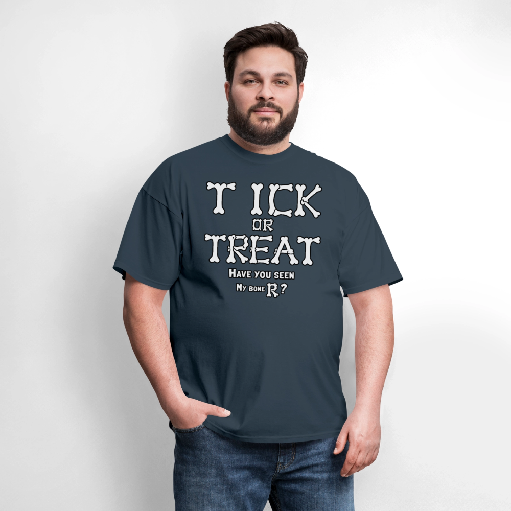 Tick or Treat Have You Seen My Bone R? Halloween T-Shirt Color: Black