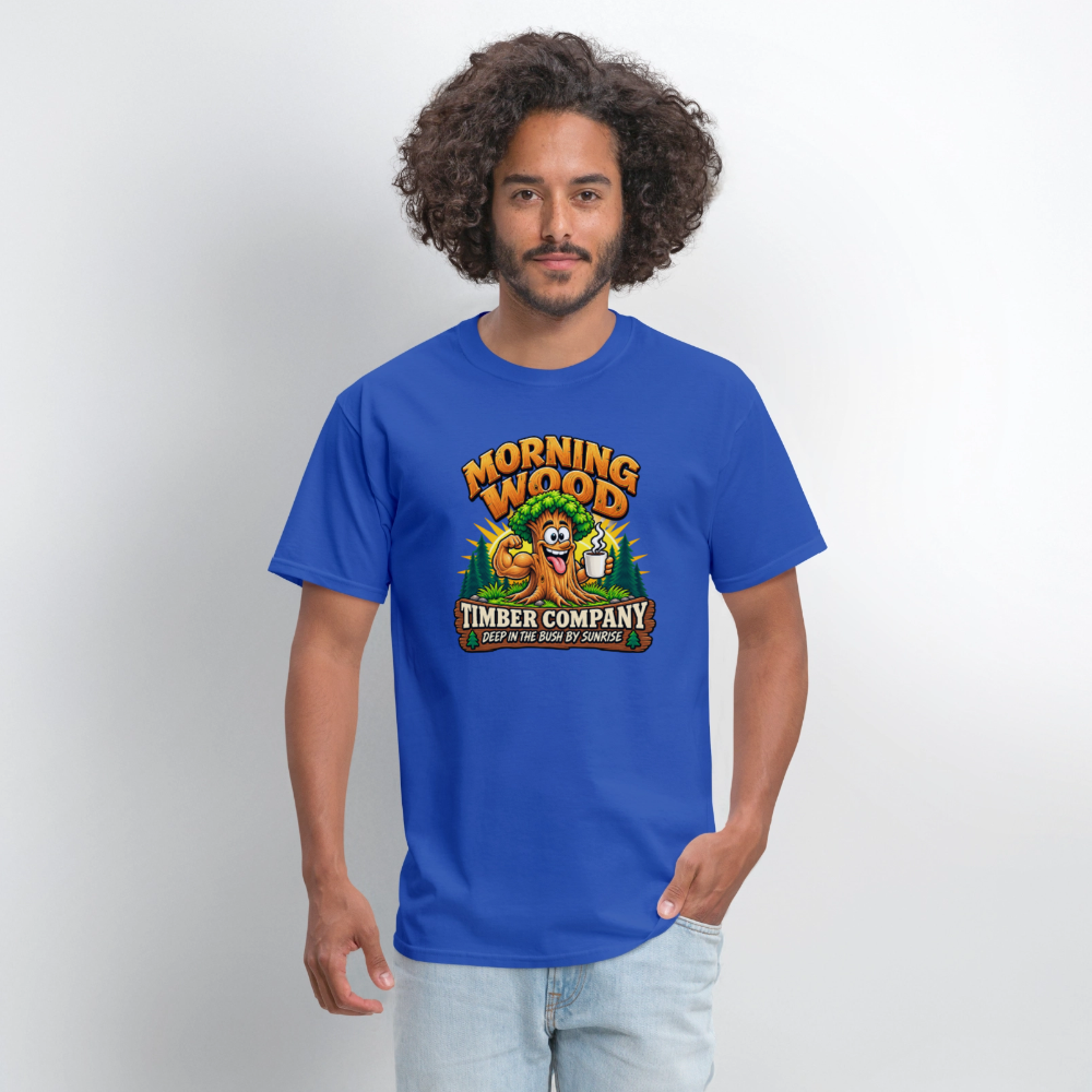 Morning Wood Timber Company – Funny Adult Humor T-Shirt - royal blue
