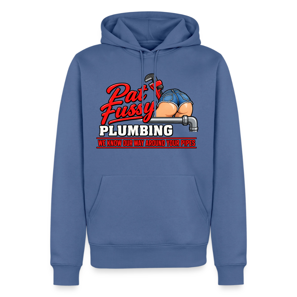 Pat Fussy Plumbing Funny Adult Premium Hoodie Color: stone blue