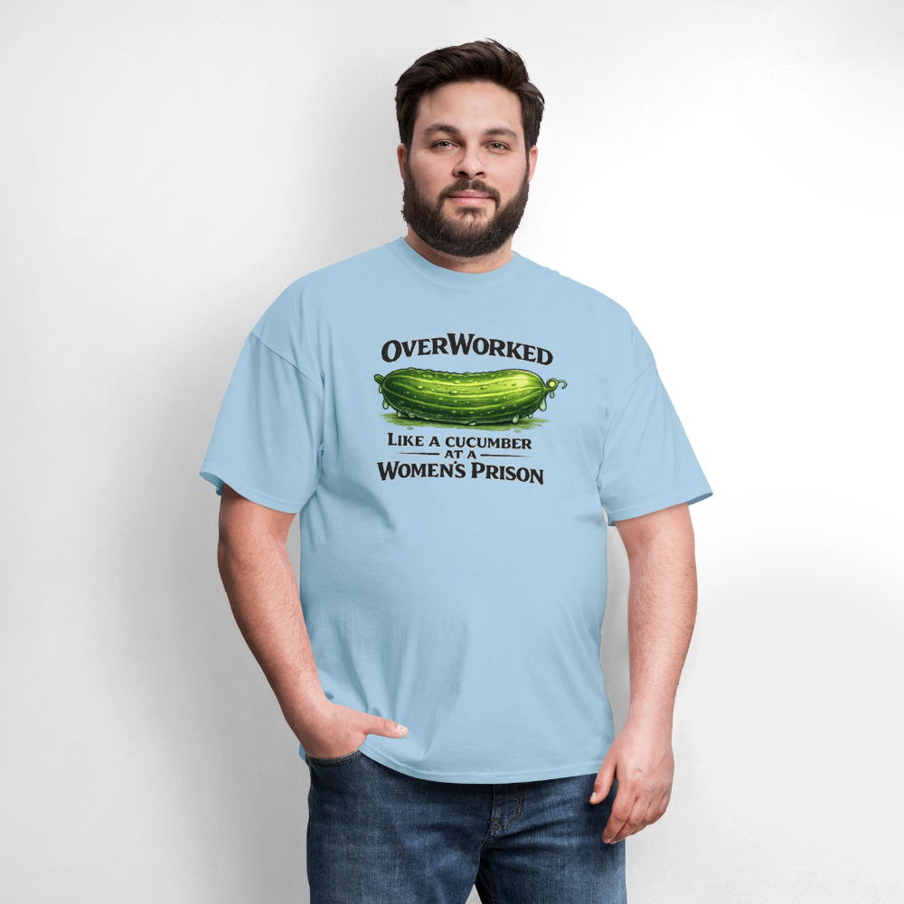 Overworked Like a Cucumber at a Women's Prison T-Shirt - powder blue
