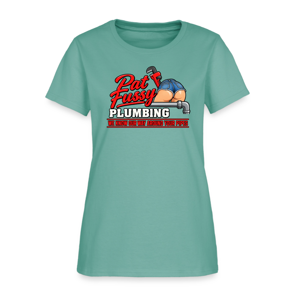 Pat Fussy Plumbing Funny Adult Women's T-Shirt - aquatic