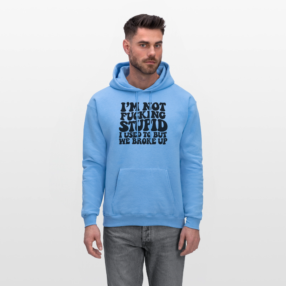 I'm Not Fucking Stupid — We Broke Up Hoodie - carolina blue