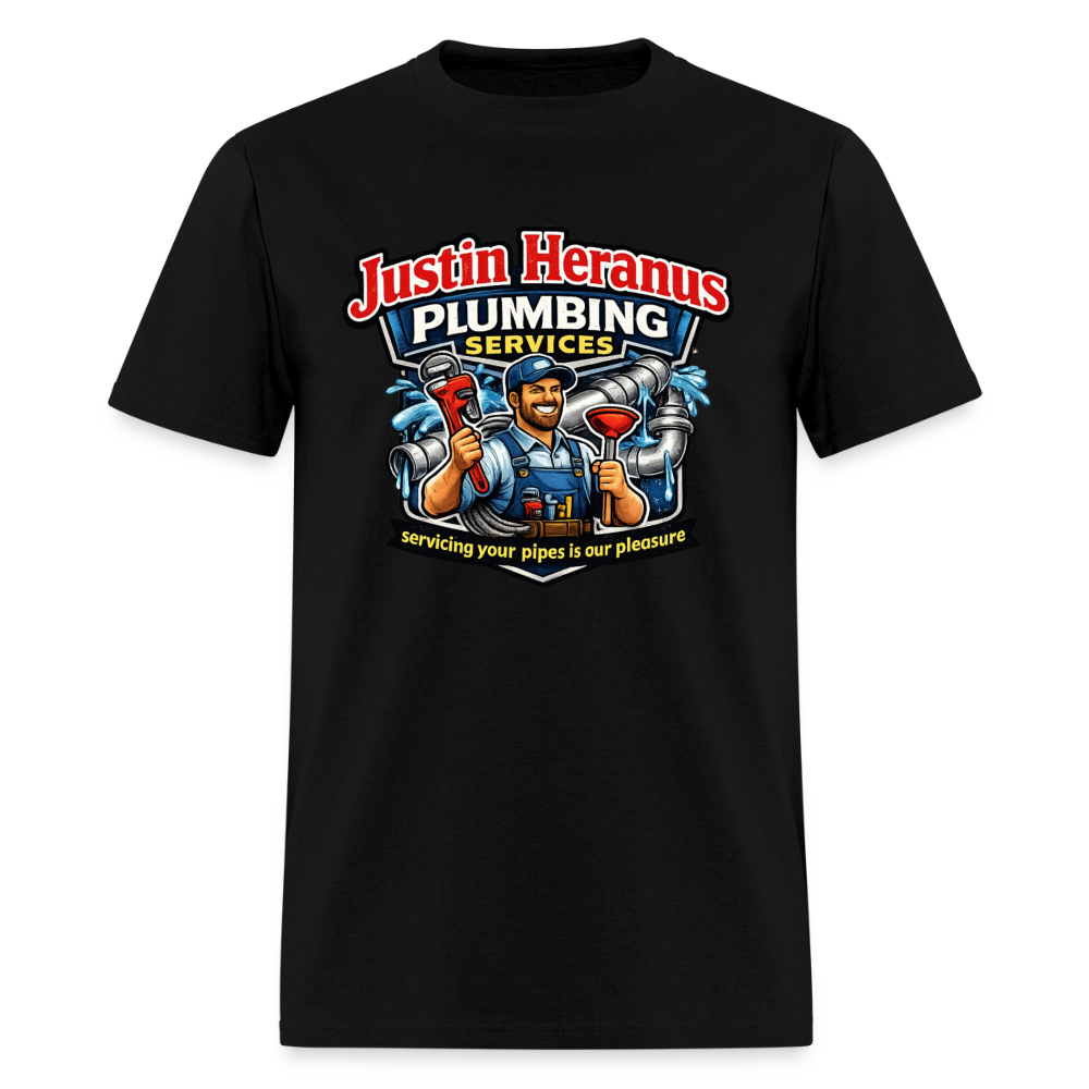 Justin Heranus Plumbing Funny T-Shirt - black