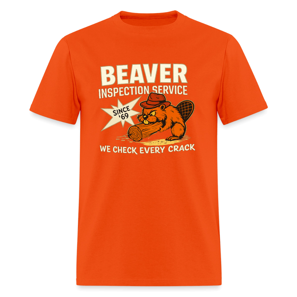 Beaver Inspection Service Funny Adult Humor T-Shirt Color: Orange