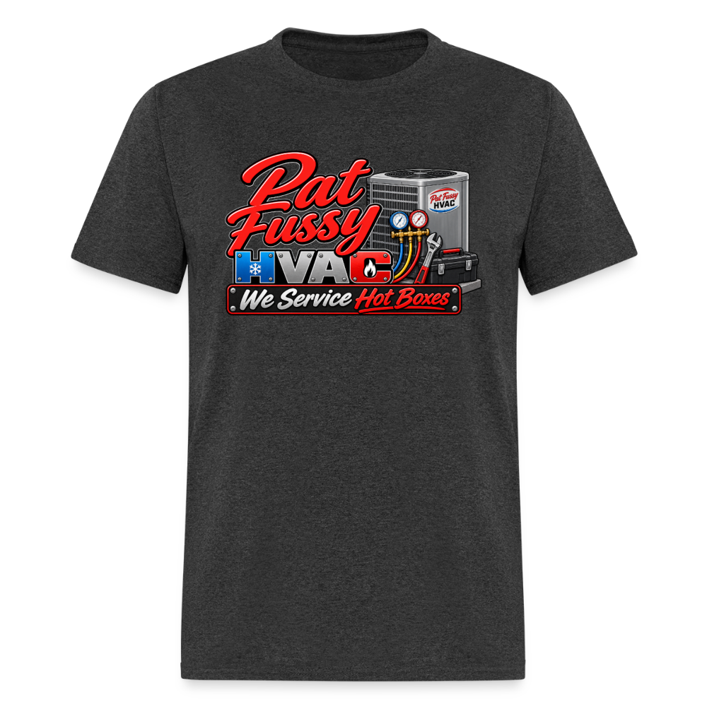 Pat Fussy HVAC We Service Hot Boxes Funny T-Shirt Color: Heather Gray