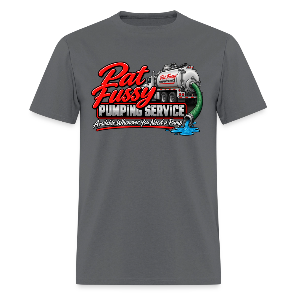 Pat Fussy Pumping Service Funny Adult T-Shirt Color: Heather Black