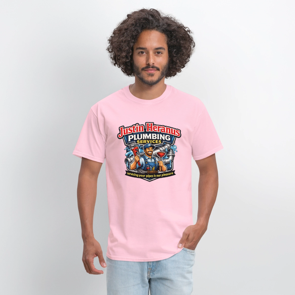 Justin Heranus Plumbing Funny T-Shirt - pink