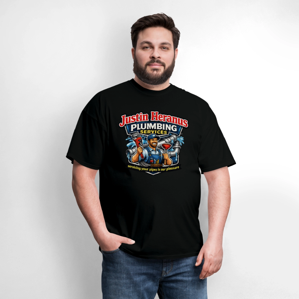 Justin Heranus Plumbing Funny T-Shirt - black
