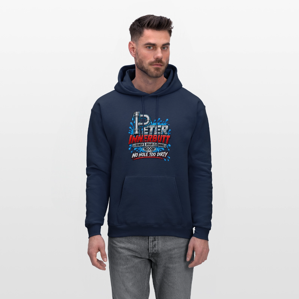 Peter Innerbutt No Hole Too Dirty Funny Adult Humor Hoodie Color: Heather Gray