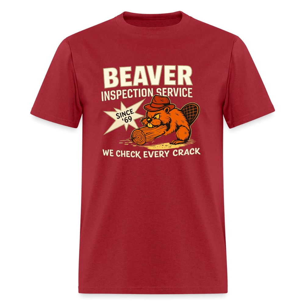 Beaver Inspection Service Funny Adult Humor T-Shirt Color: Dark Red