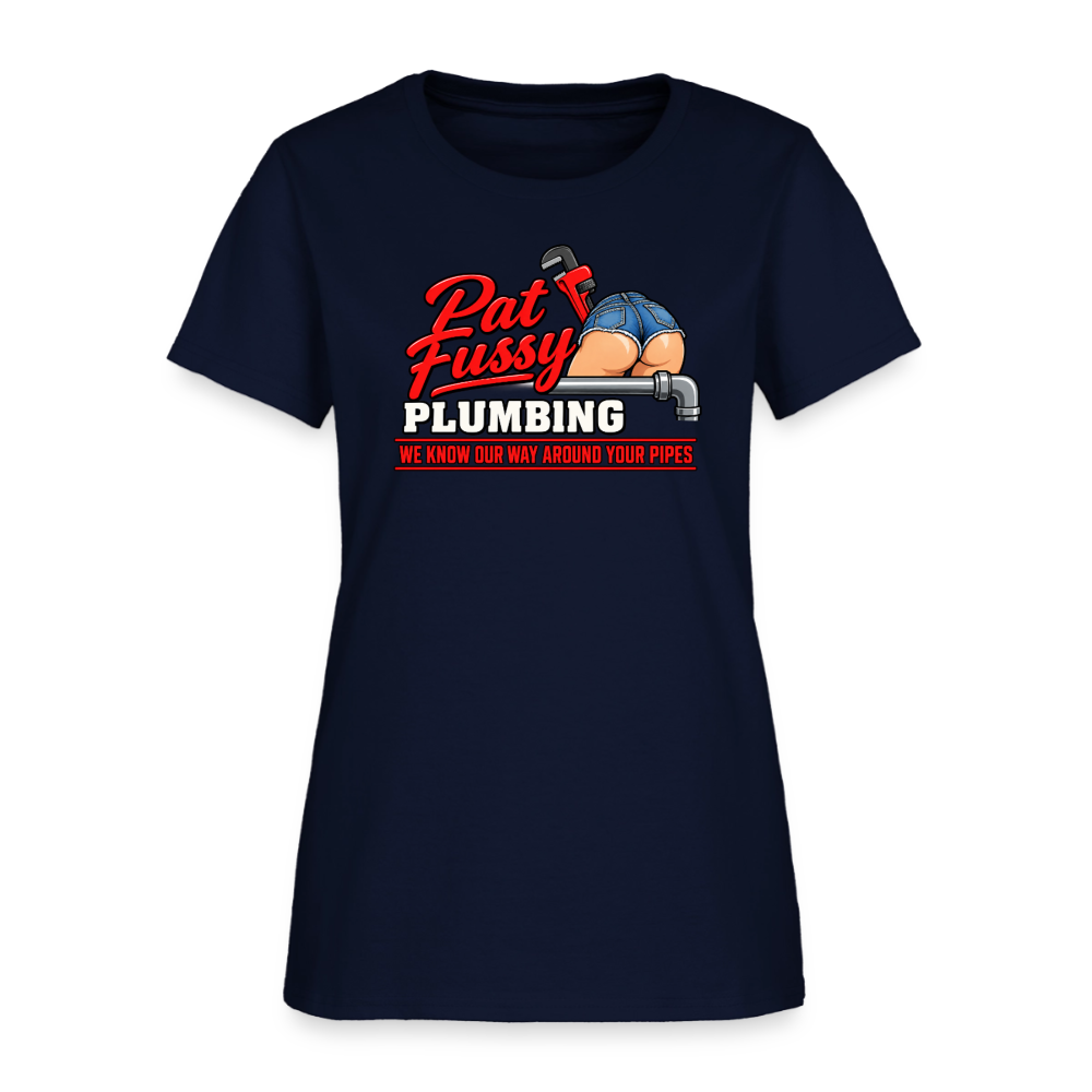 Pat Fussy Plumbing Funny Adult Women's T-Shirt - navy