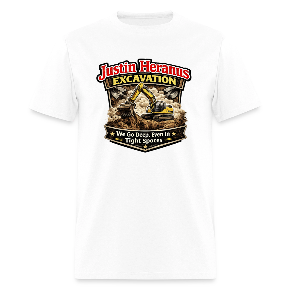 Justin Heranus Excavation Funny T-Shirt - white