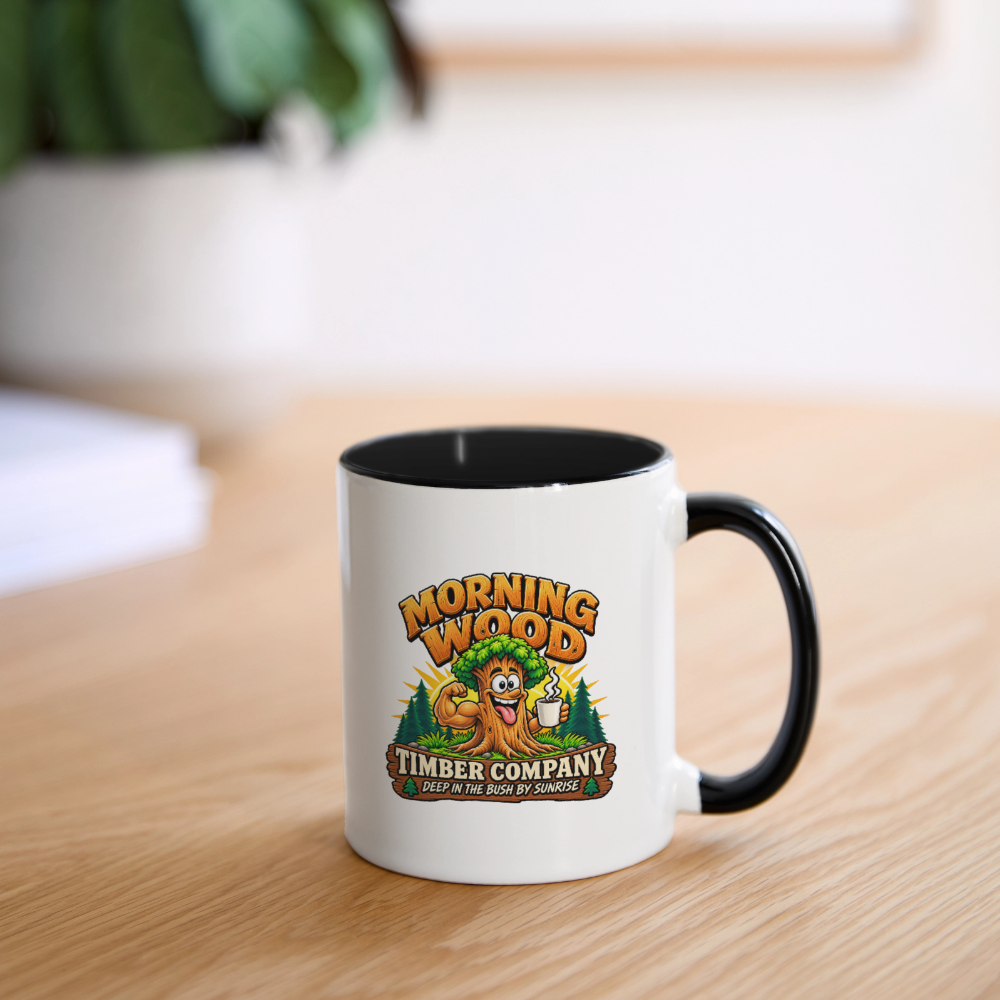 Morning Wood Timber Company – Funny Adult Humor Coffee Mug - white/black
