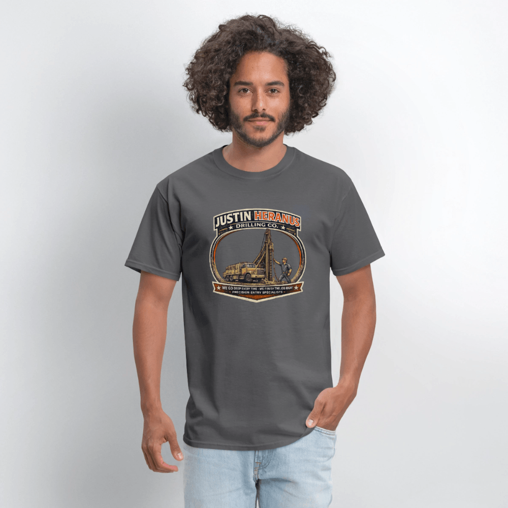 Justin Heranus Drilling Company Funny T-Shirt Color: White