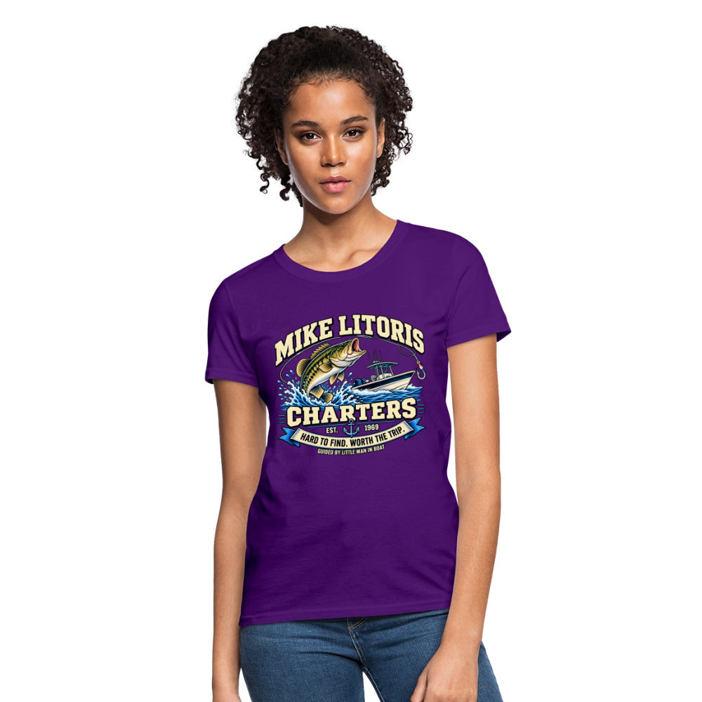 Mike Litoris Fishing Charters Women’s T-Shirt Color: Black