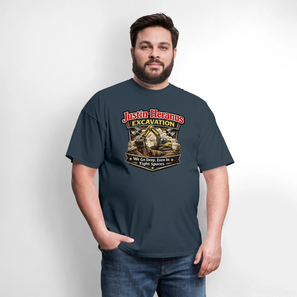 Justin Heranus Excavation Funny T-Shirt -  blue dusk