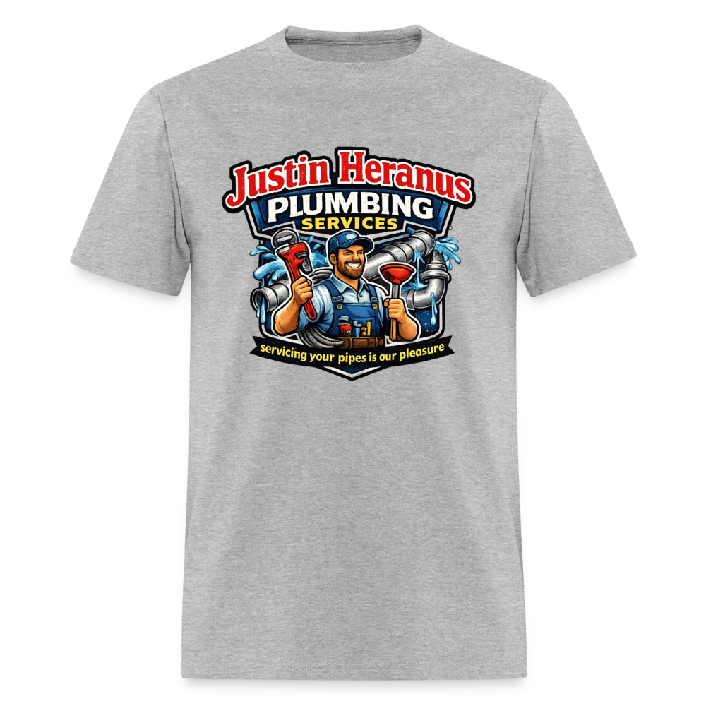 Justin Heranus Plumbing Funny T-Shirt - heather gray