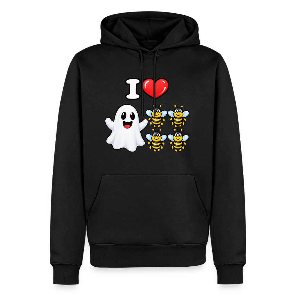 I Heart Boo Bees Funny Halloween Premium Hoodie Color: Black