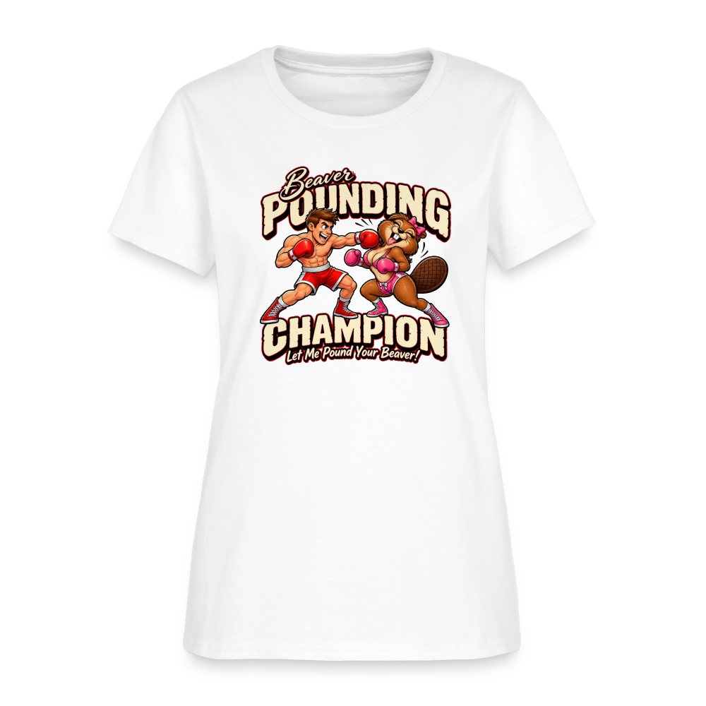 Beaver Pounding Champion Women's T-Shirt - white