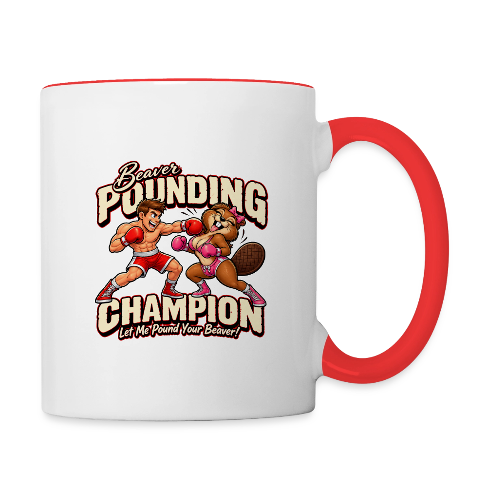 Beaver Pounding Champion Contrast Coffee Mug - white/red