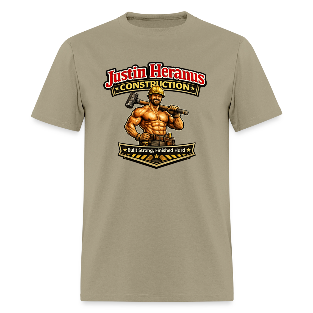 Justin Heranus Construction Funny T-Shirt - khaki