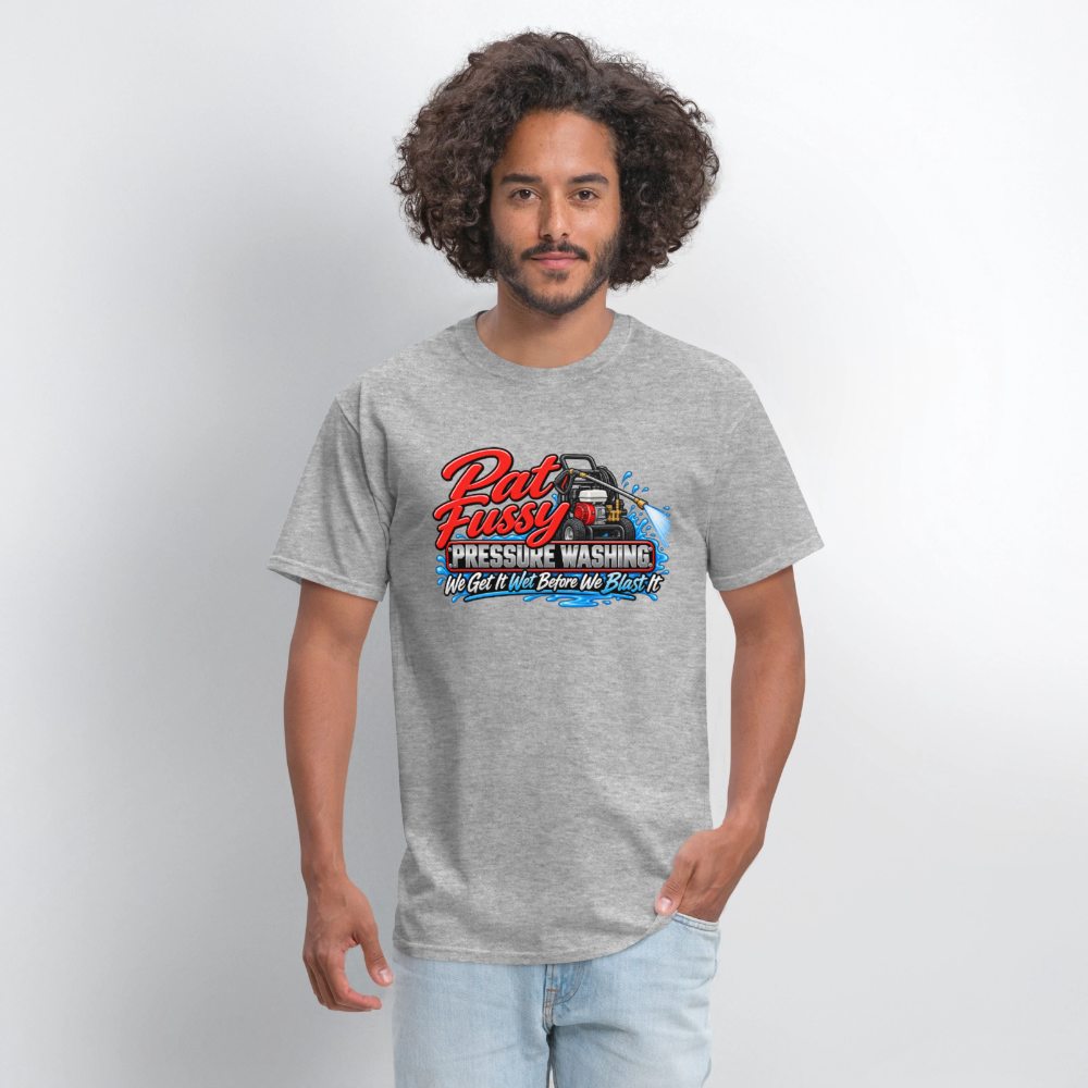 Pat Fussy Pressure Washing Funny Adult T-Shirt Color: Heather Black