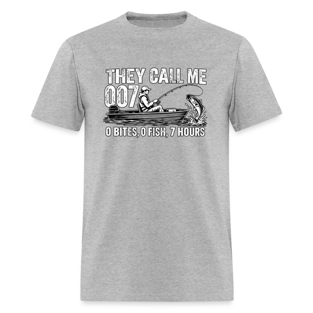 They Call Me 007 Funny Fishing T-Shirt Color: Heather Gray