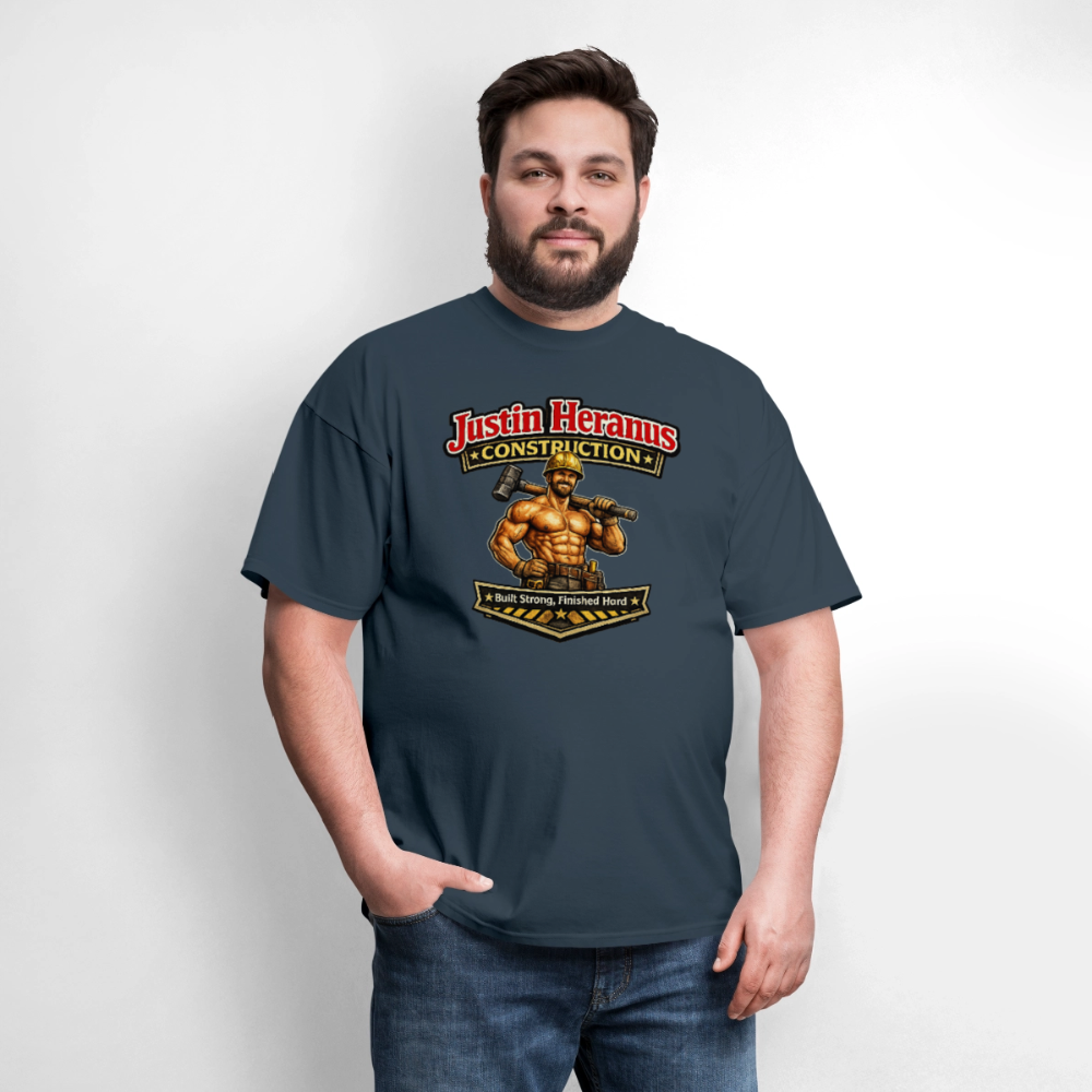 Justin Heranus Construction Funny T-Shirt -  blue dusk