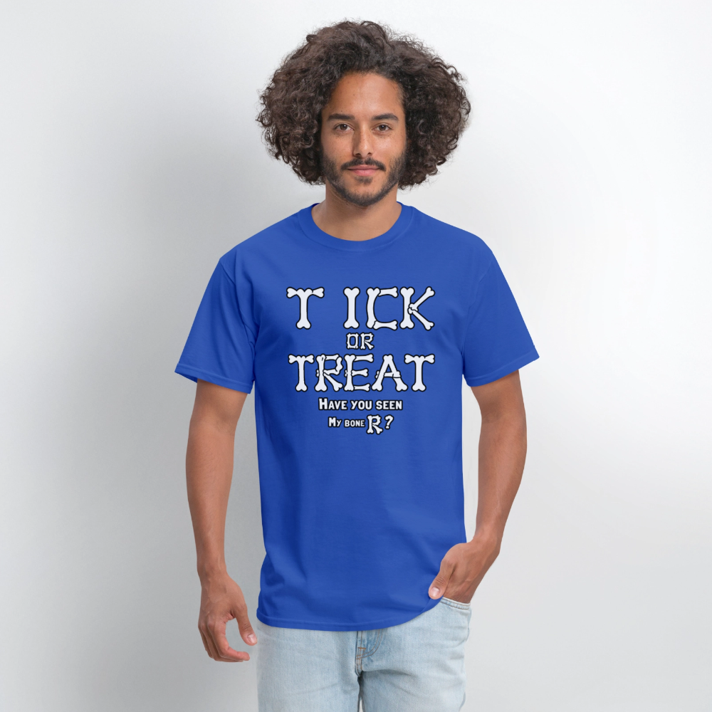 Tick or Treat Have You Seen My Bone R? Halloween T-Shirt Color: Black
