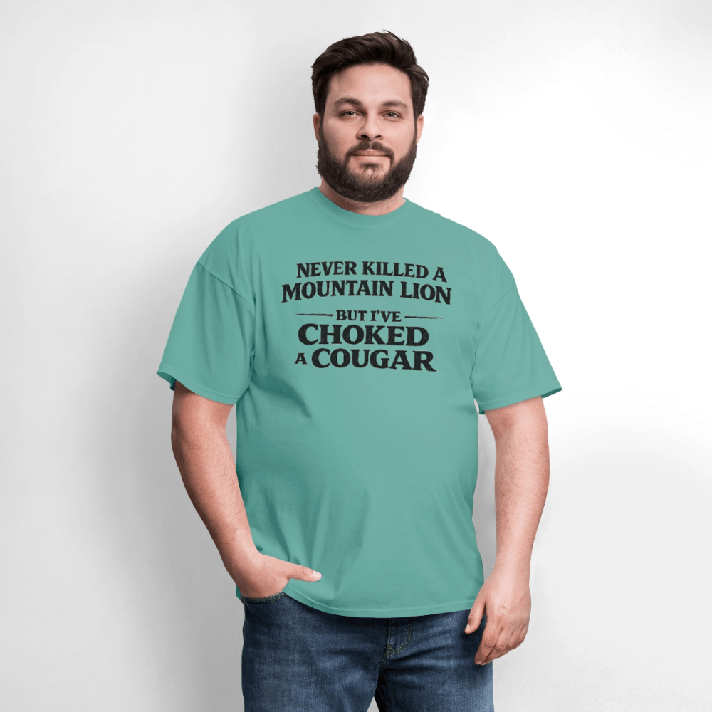Never Killed A Mountain Lion But I've Choked A Cougar T-Shirt Color: Rock