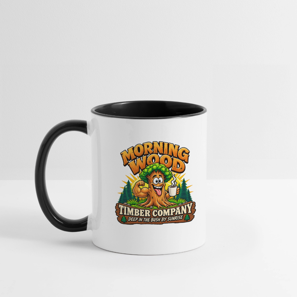 Morning Wood Timber Company – Funny Adult Humor Coffee Mug - white/black