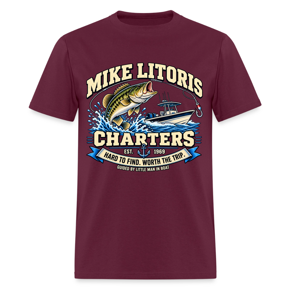Mike Litoris Fishing Charters T-Shirt Color: Burgundy