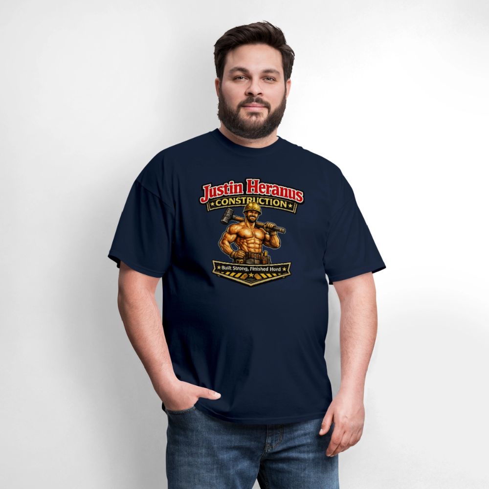 Justin Heranus Construction Funny T-Shirt - navy