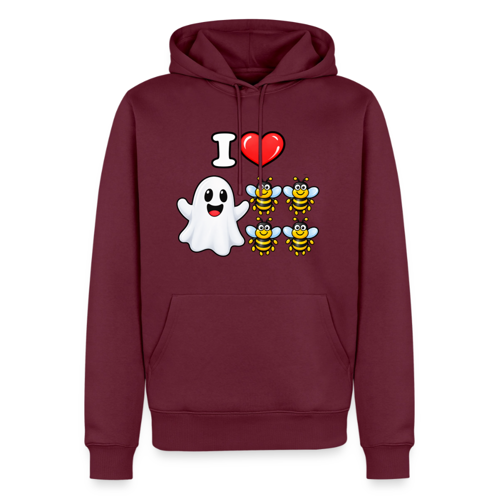 I Heart Boo Bees Funny Halloween Premium Hoodie Color: Burgundy