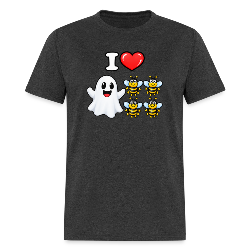 I Heart Boo Bees Funny Halloween T-Shirt Color: Heather Black