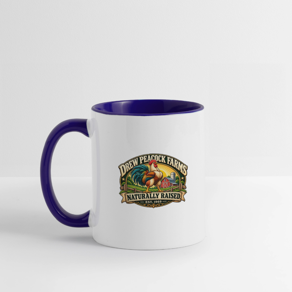 Drew Peacock Farms Mug - white/cobalt blue